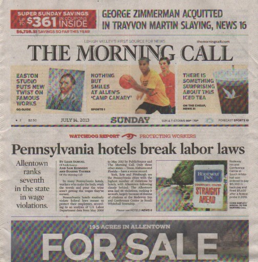Media Scan for Allentown Morning Call