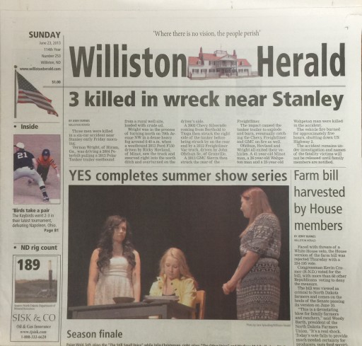 Media Scan for Williston Daily Herald