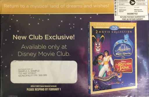 Media Scan for Disney Movie Club Canadian Ride-Along